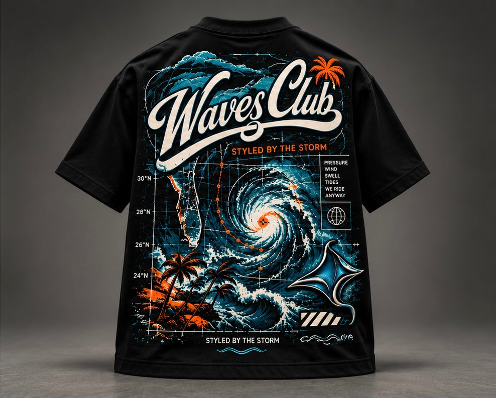 Waves Club Storm Tracker Tee – Black